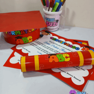 KIT CAPELO E CANUDO FORMATURA ABC VERMELHO