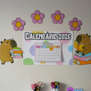 CALENDÁRIO DE PAREDE 2026 - TEMA CAPIVARA