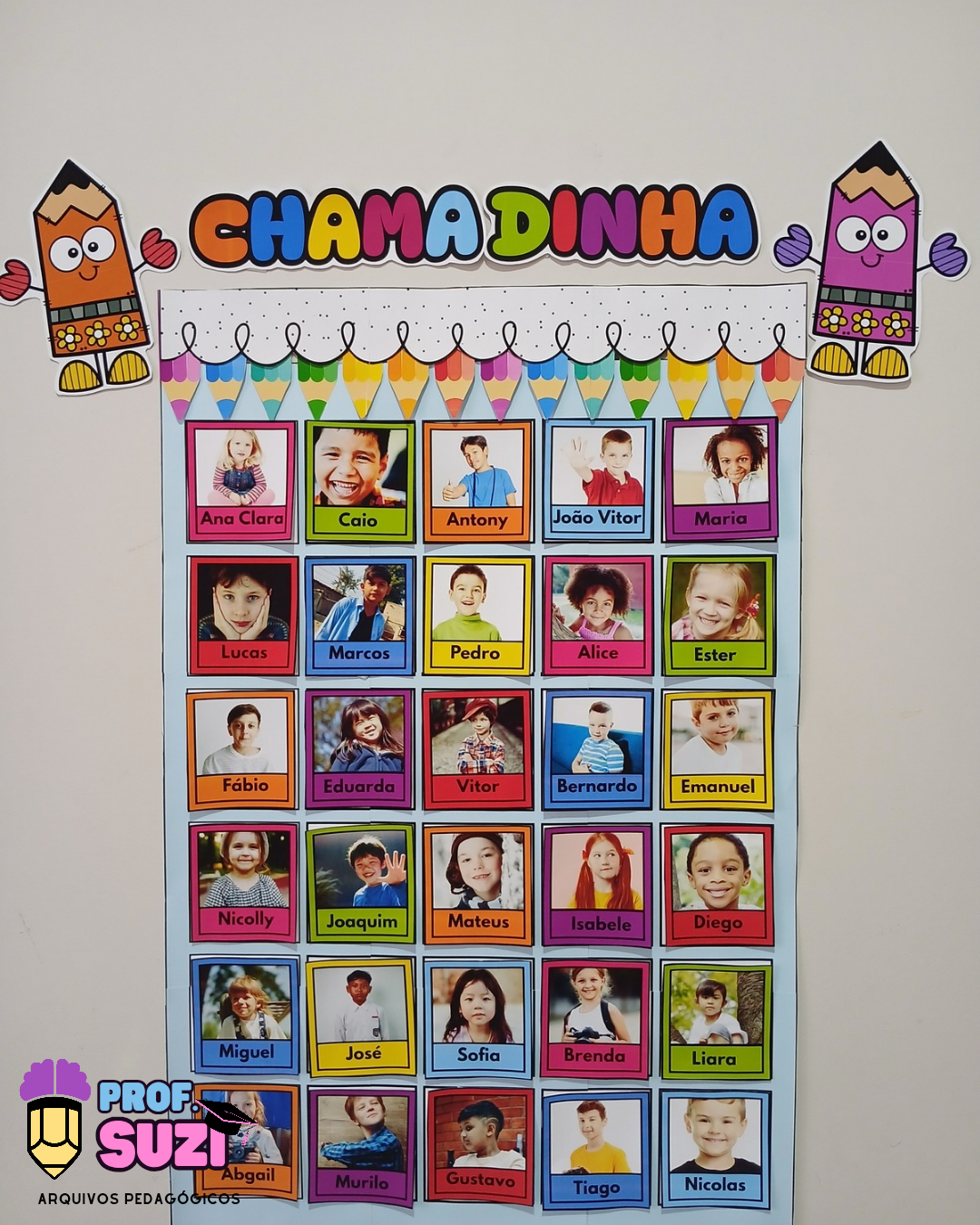 CHAMADINHA TEMA LÁPIS – EDITÁVEL NO CANVA ✏️🌈