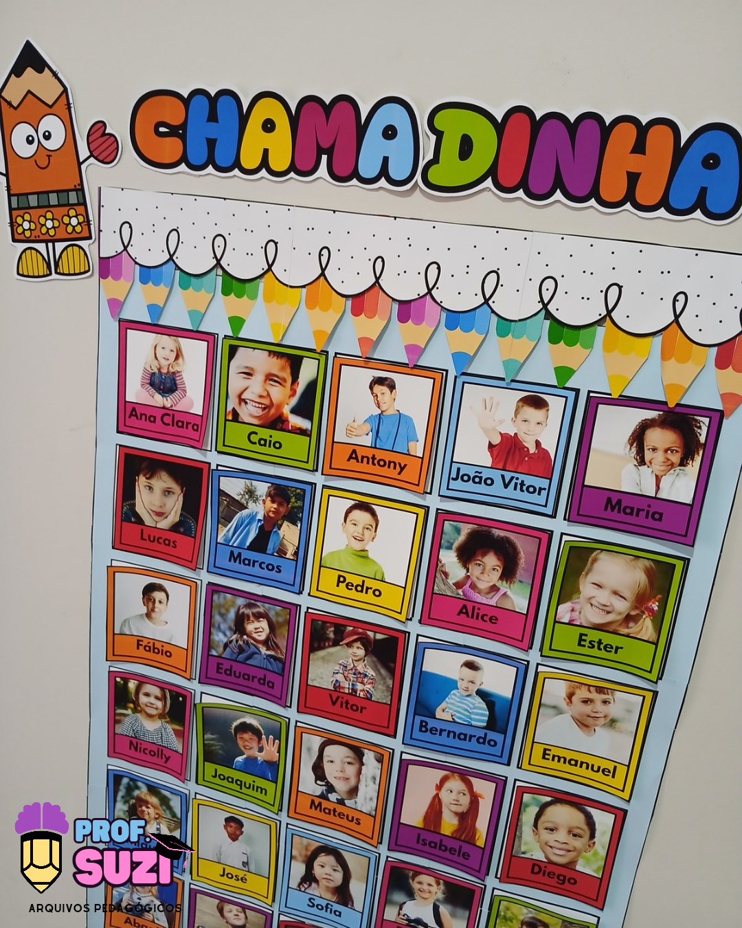 CHAMADINHA TEMA LÁPIS – EDITÁVEL NO CANVA ✏️🌈 - Imagem 2