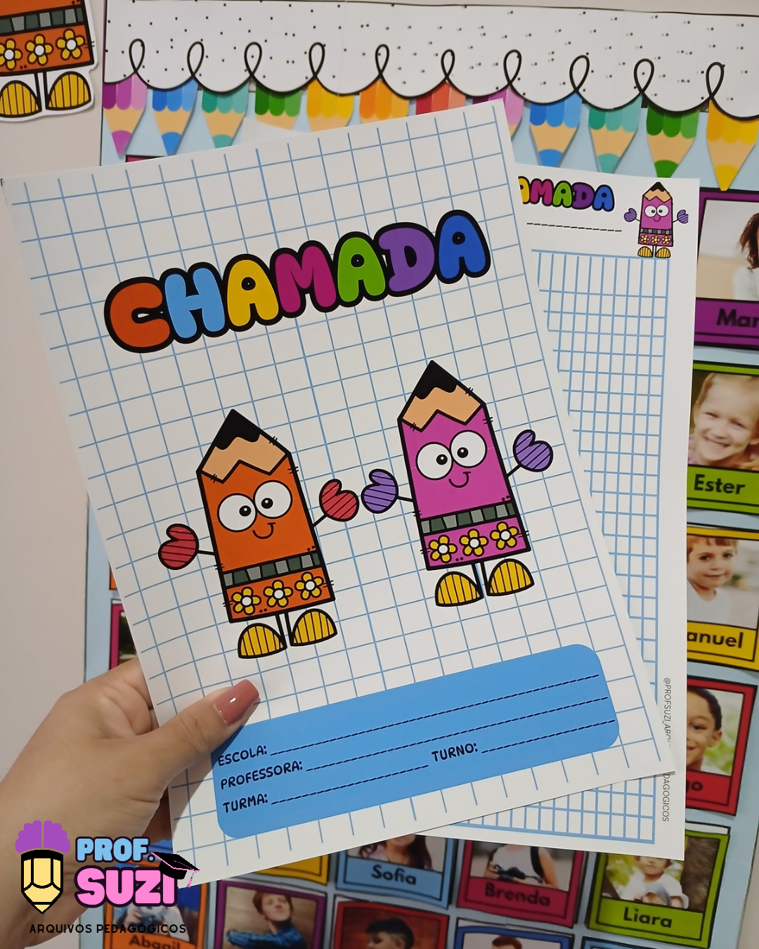 CHAMADINHA TEMA LÁPIS – EDITÁVEL NO CANVA ✏️🌈 - Imagem 6