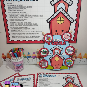 CARTAZ + LUVA DE CONTAÇÃO – POEMA “A ESCOLA” ✨