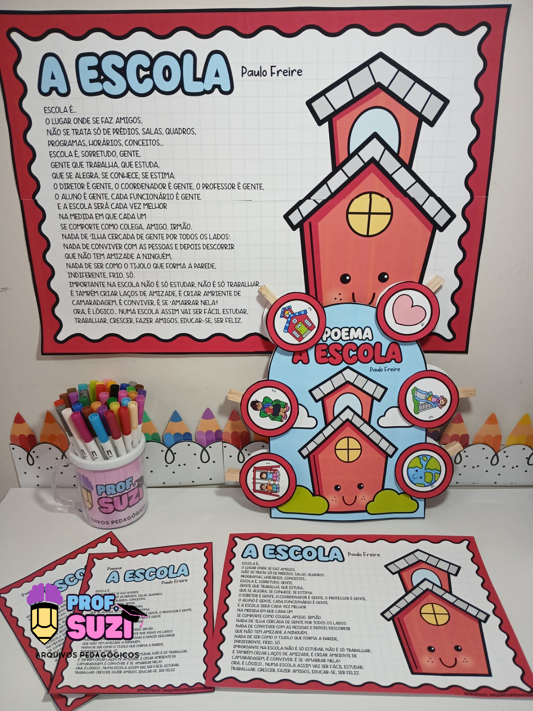 CARTAZ + LUVA DE CONTAÇÃO – POEMA “A ESCOLA” ✨