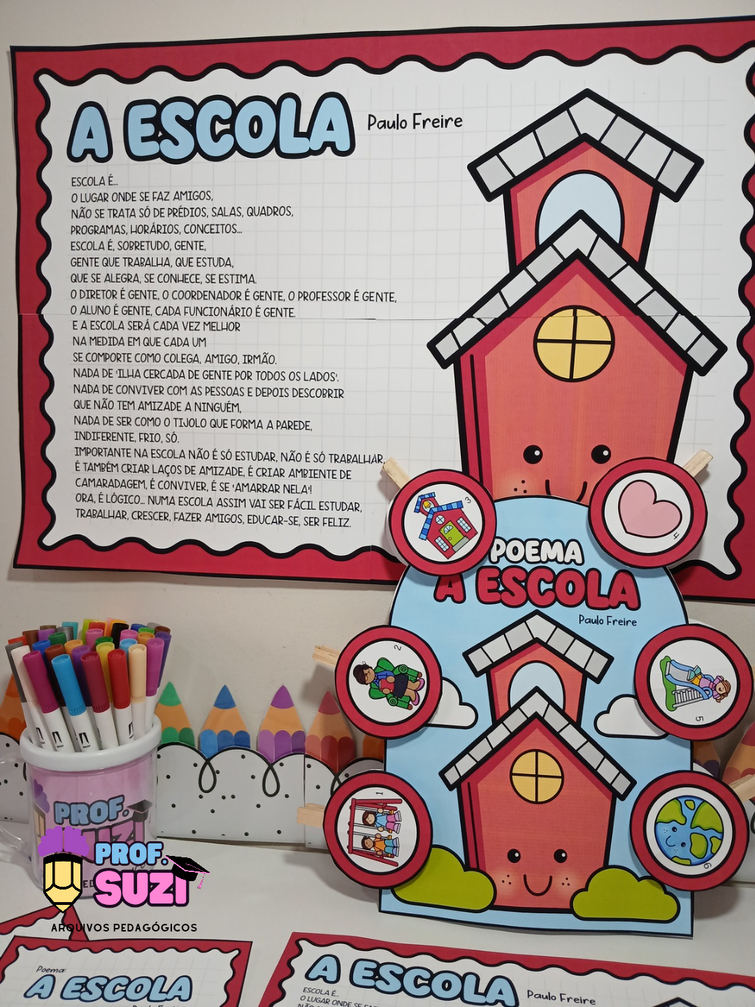 CARTAZ + LUVA DE CONTAÇÃO – POEMA “A ESCOLA” ✨ - Imagem 2