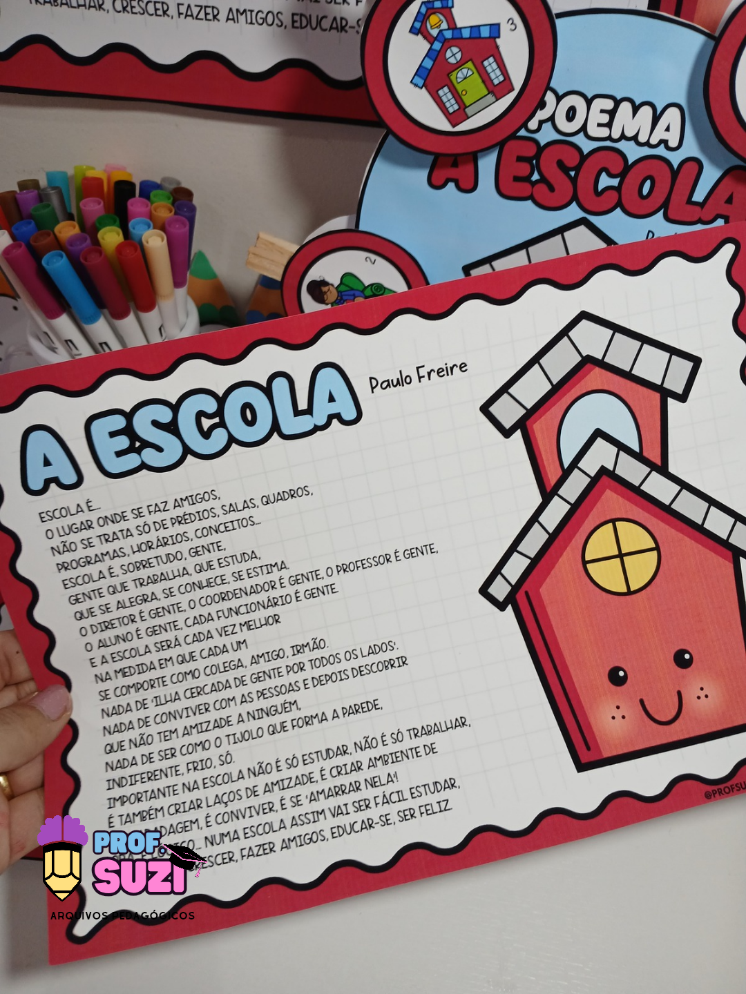 CARTAZ + LUVA DE CONTAÇÃO – POEMA “A ESCOLA” ✨ - Imagem 6