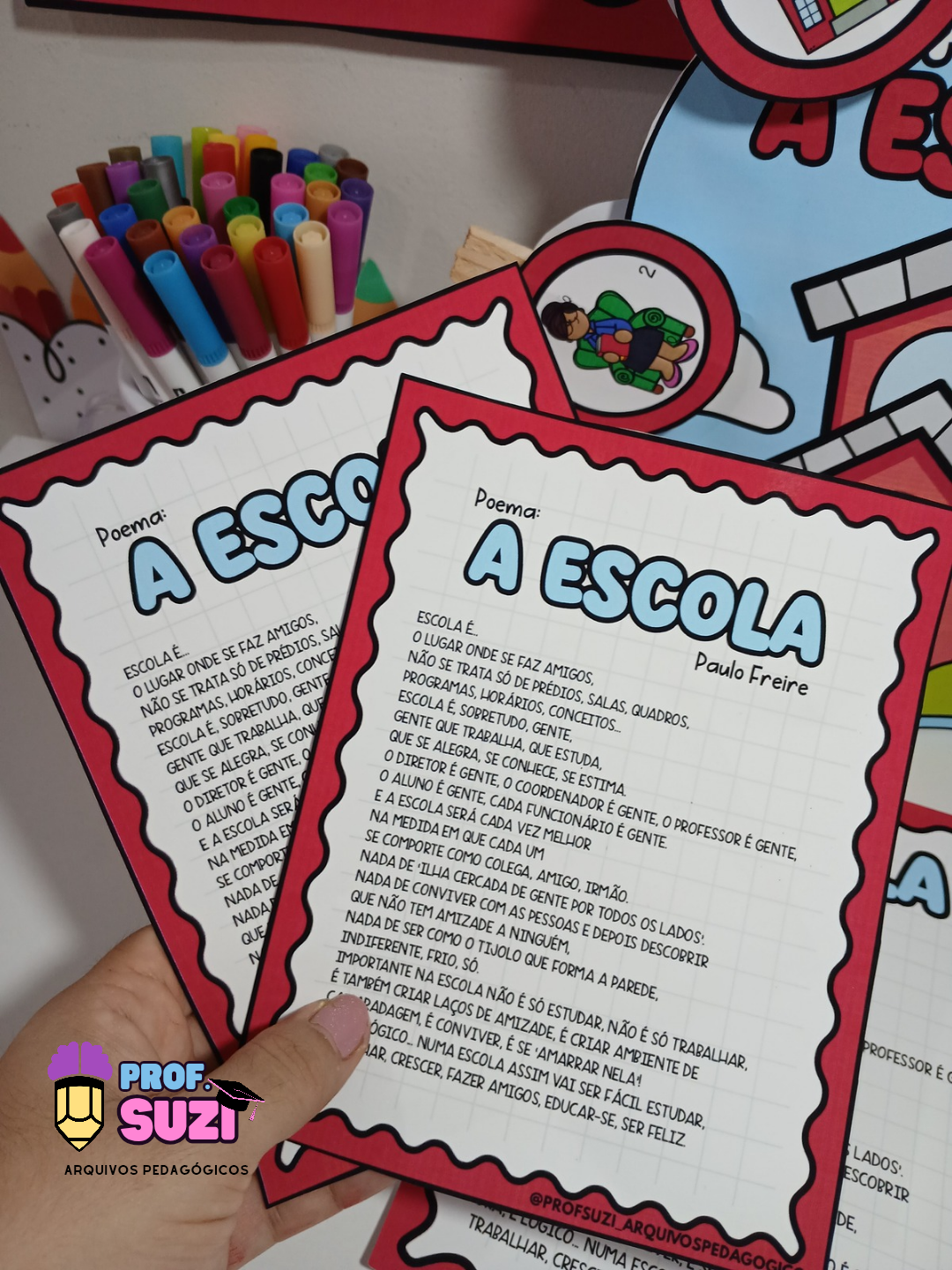 CARTAZ + LUVA DE CONTAÇÃO – POEMA “A ESCOLA” ✨ - Imagem 7