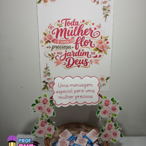 Kit Mulher Preciosa – Painel + Cesta com Versículos
