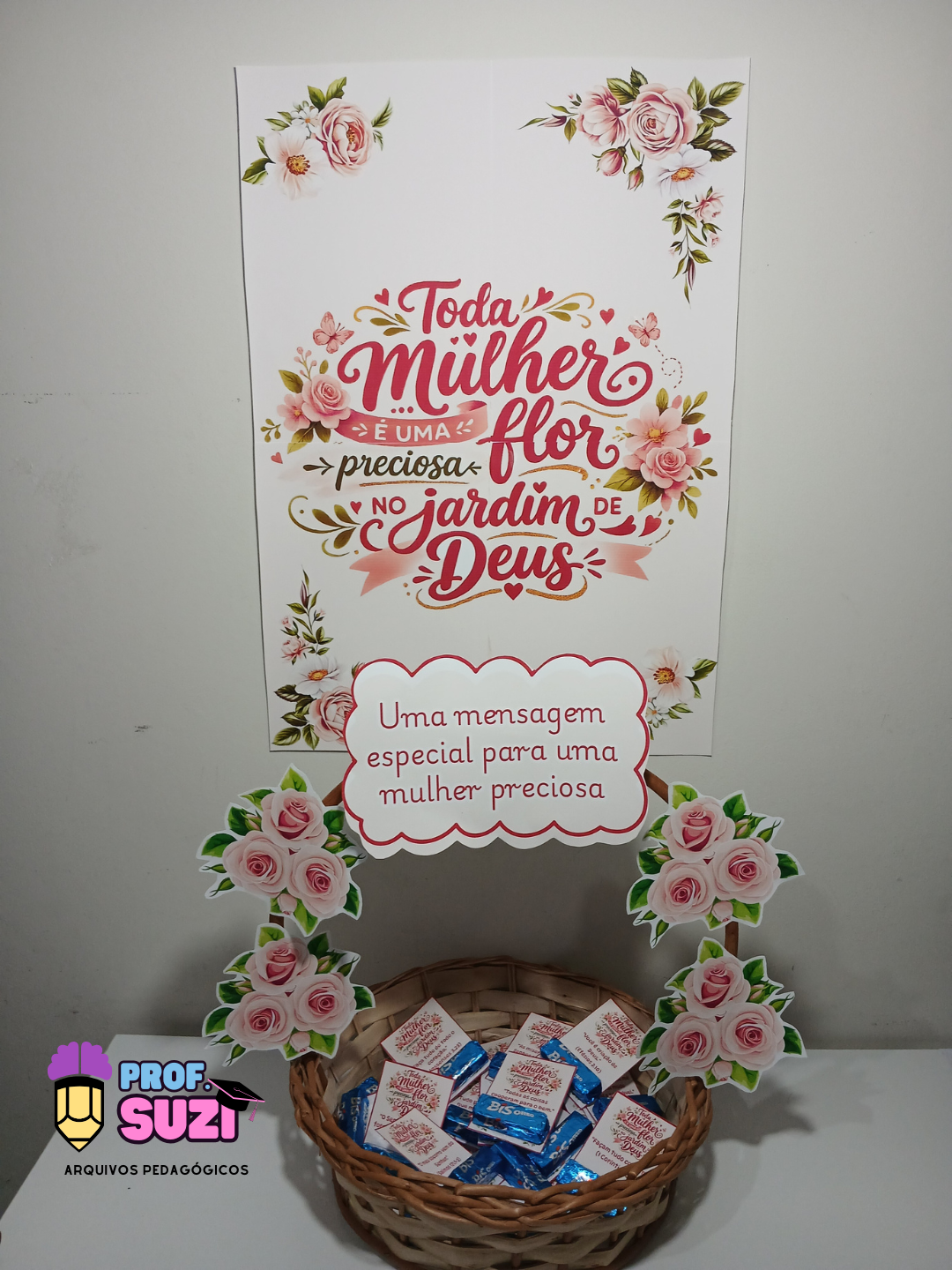 Kit Mulher Preciosa – Painel + Cesta com Versículos