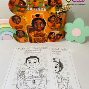 ✨ Luva de Histórias “Meu Corpo é Meu Tesouro” – Maio Laranja 💛