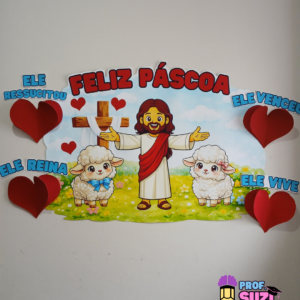 PAINEL DE PÁSCOA – JESUS E AS OVELHINHAS 🐑