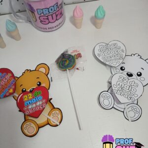 LEMBRANCINHA DIA DO ABRAÇO – URSINHO COM PIRULITO 💕🧸