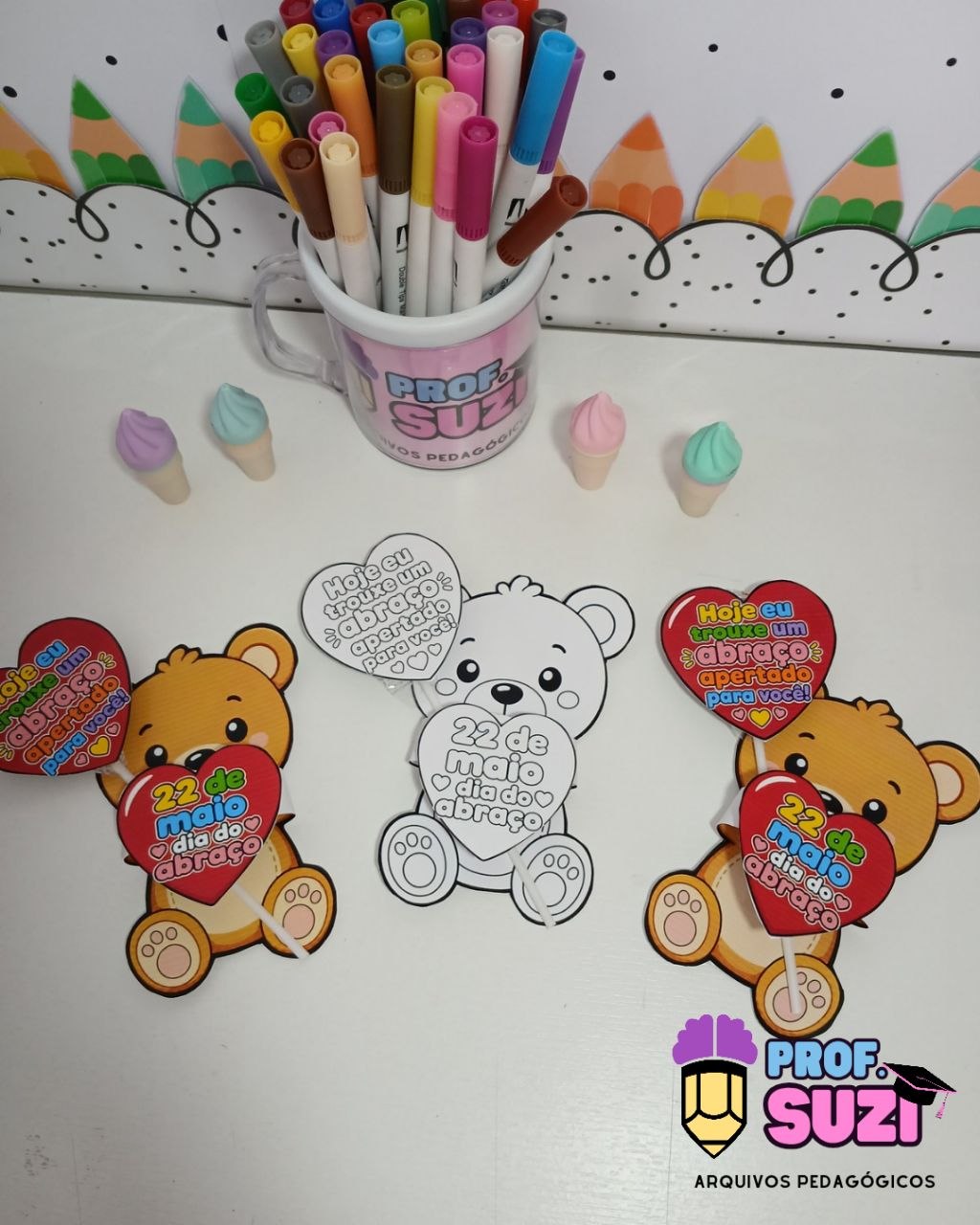 LEMBRANCINHA DIA DO ABRAÇO – URSINHO COM PIRULITO 💕🧸 - Imagem 7
