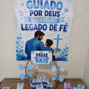 PAINEL + CESTA COM VERSÍCULOS DIA DOS PAIS 💙