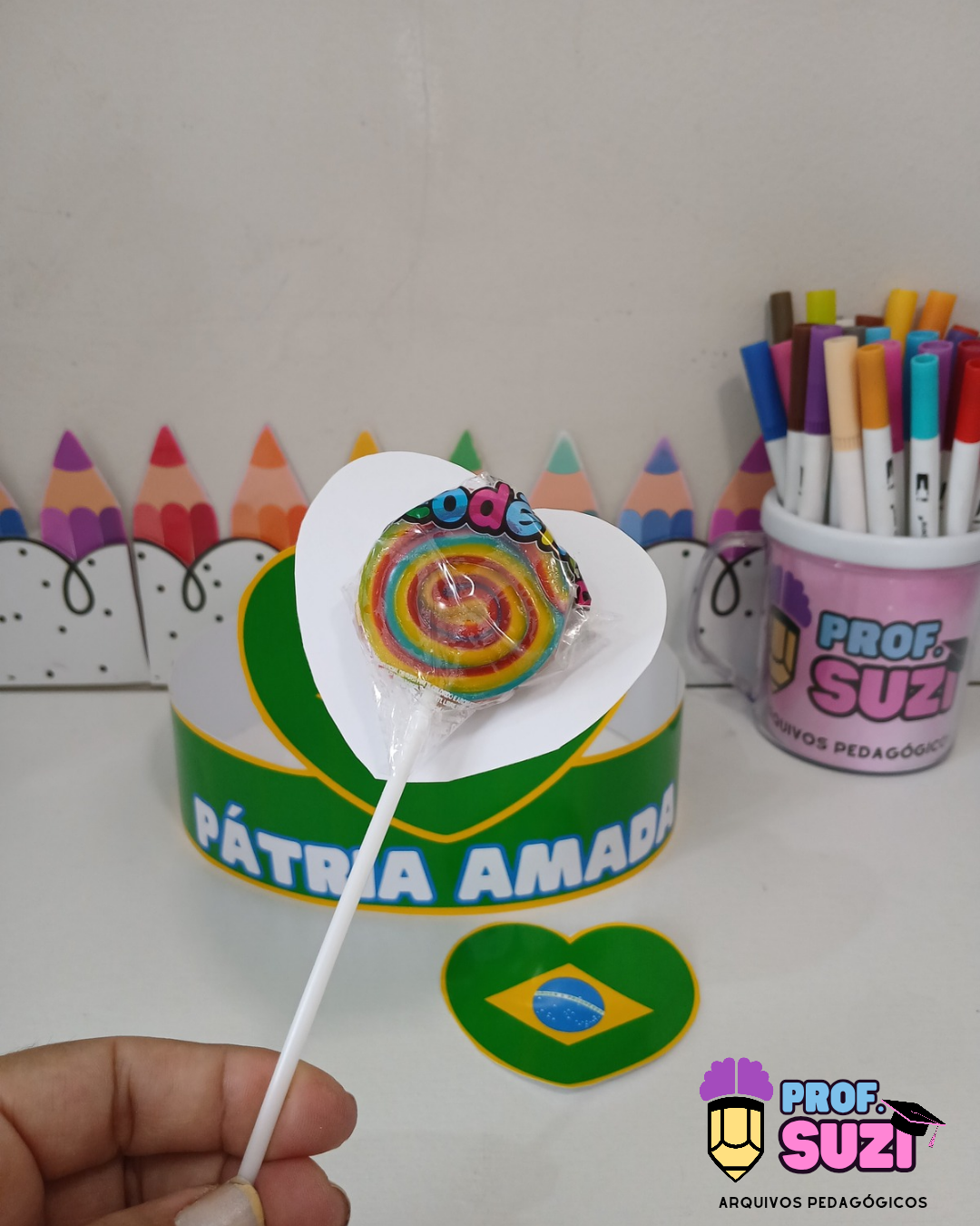 Kit Coroa + Tag para Pirulito Pátria Amada | Semana da Pátria - Imagem 9