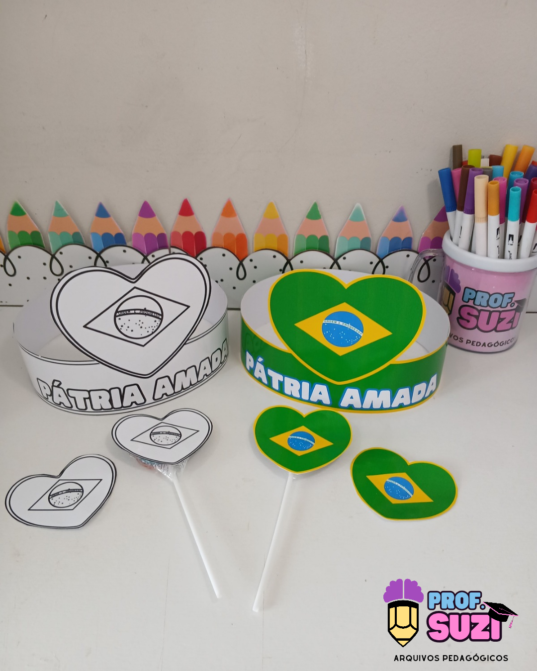 Kit Coroa + Tag para Pirulito Pátria Amada | Semana da Pátria - Imagem 4