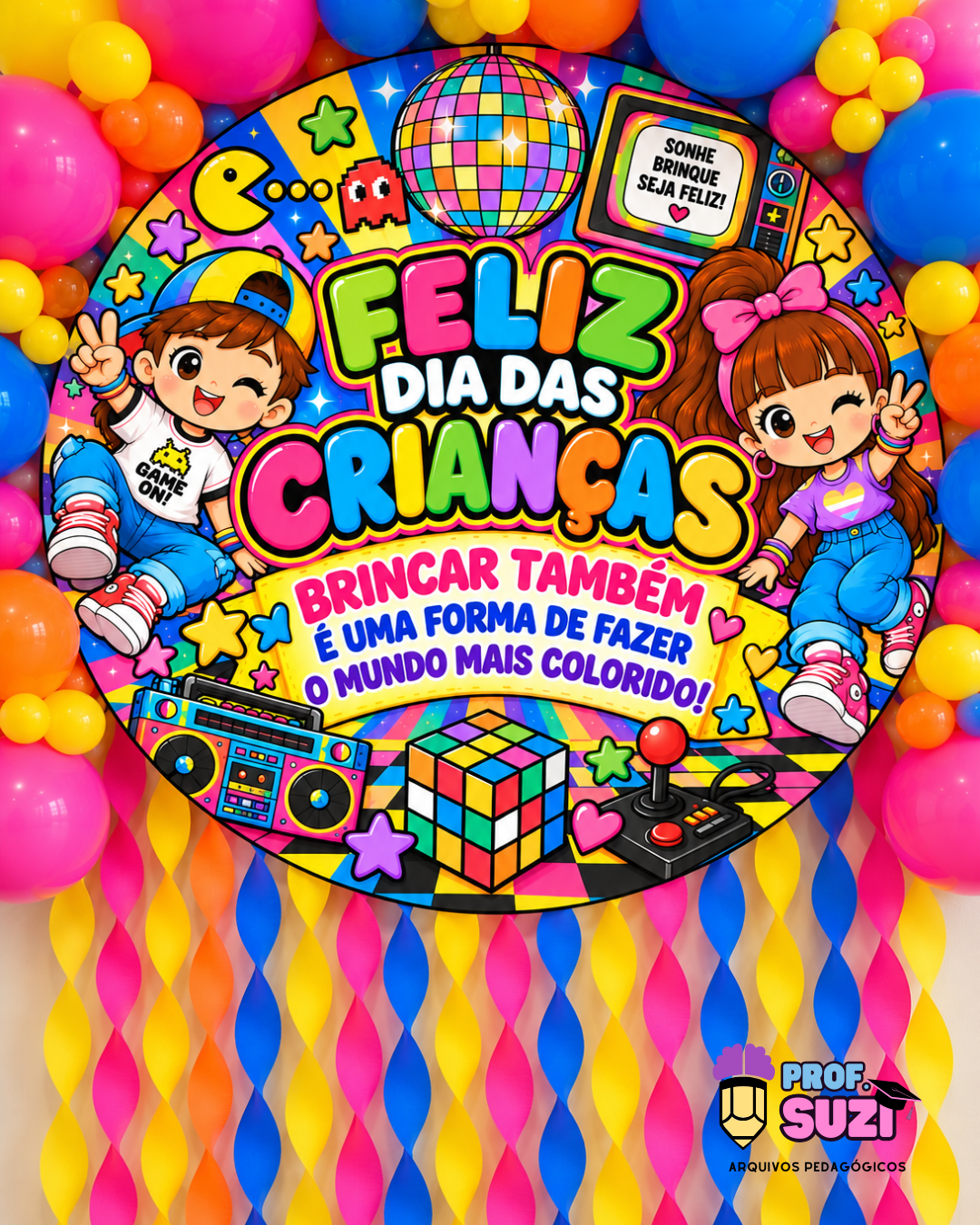 Painel Dia das Crianças Anos 80 – Educação Infantil | Arquivo PDF para Imprimir - Imagem 2
