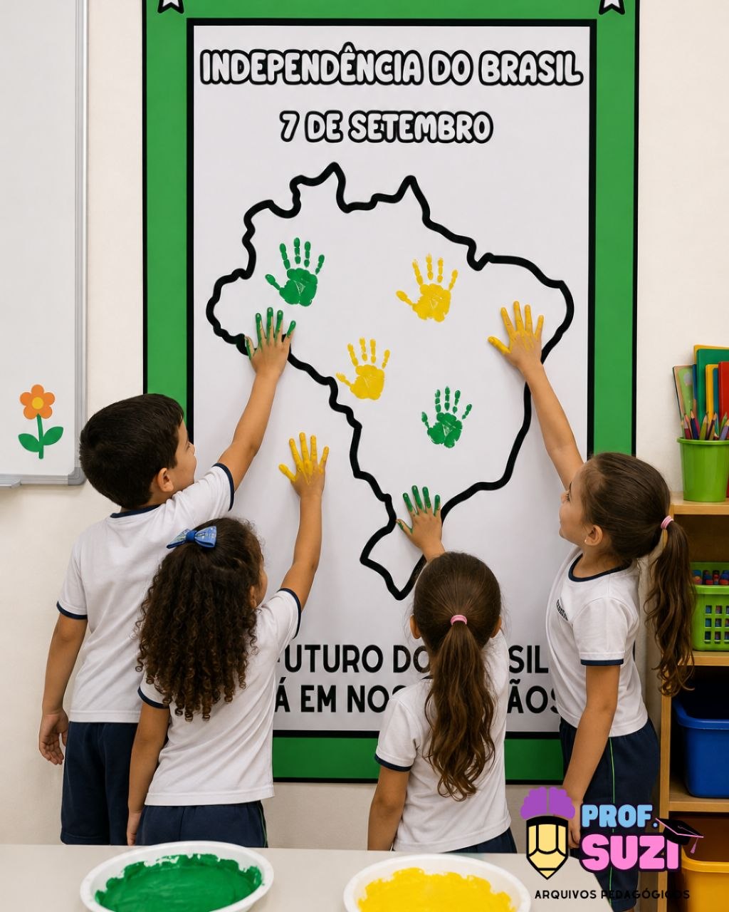 PAINEL INDEPENDÊNCIA DO BRASIL – COLORIR COM AS MÃOS 💚💛 - Imagem 3