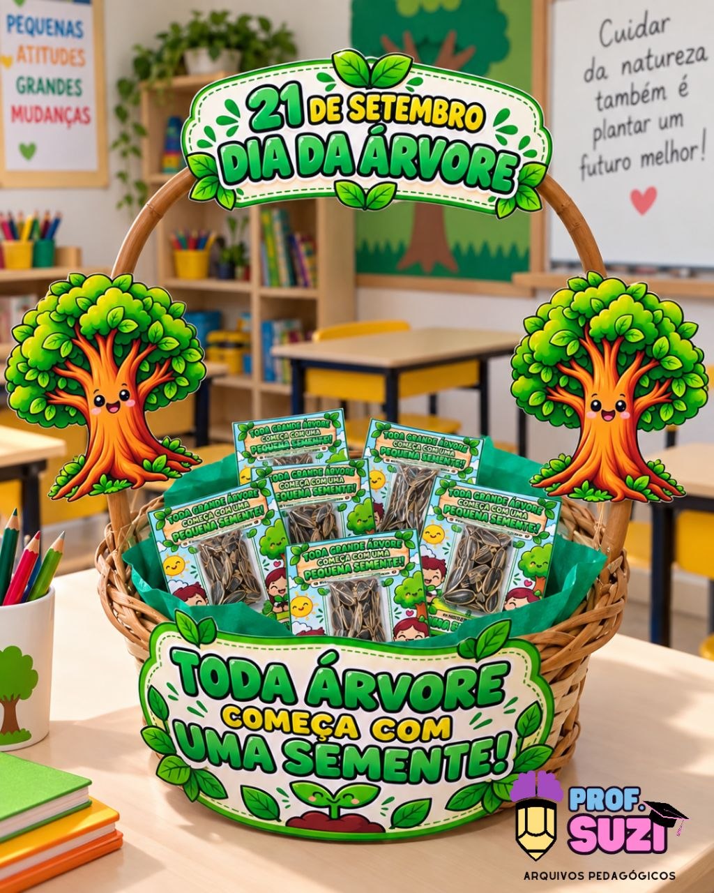 Cesta Dia da Árvore — Toda Grande Árvore Começa com uma Pequena Semente!