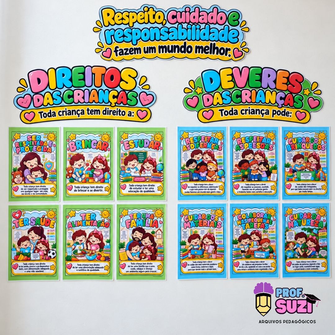 Painel Direitos e Deveres das Crianças – Educação Infantil | 6 Direitos e 6 Deveres