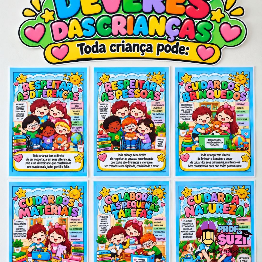 Painel Direitos e Deveres das Crianças – Educação Infantil | 6 Direitos e 6 Deveres - Imagem 3