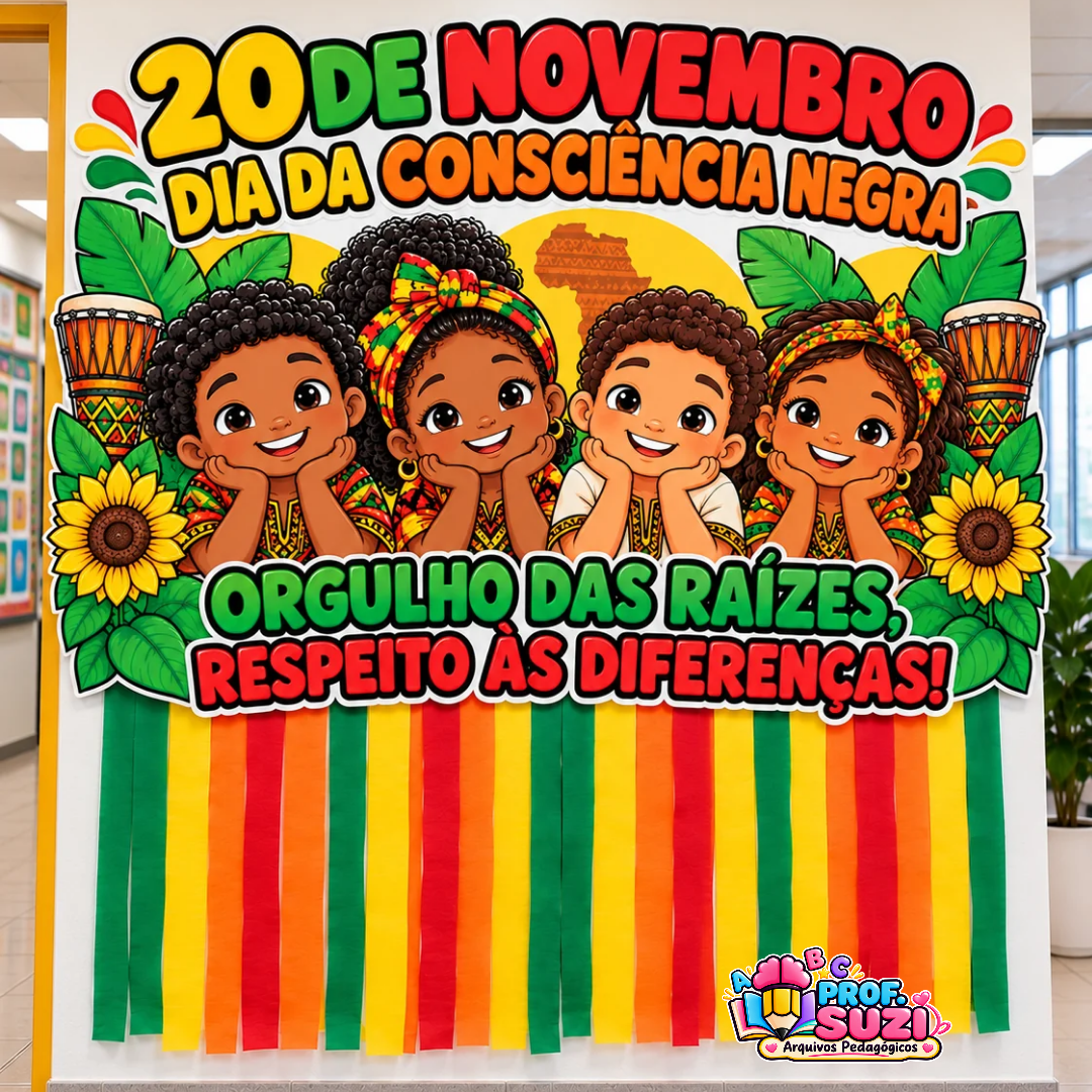 Painel Dia da Consciência Negra – 20 de Novembro | Painel Escolar para Imprimir